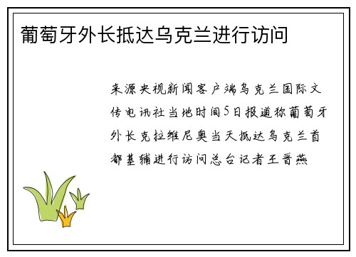 葡萄牙外长抵达乌克兰进行访问